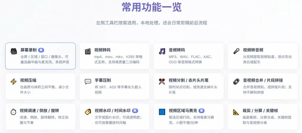 超强本地工具箱来了！内置屏幕录制、音视频切割合并、视频压缩提取等，永久免费蝌蚪视频转换大师