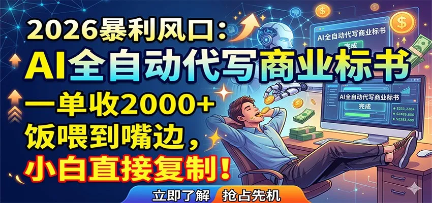AI全自动代写商业标书，一单收2000+，饭喂到嘴边，小白直接复制