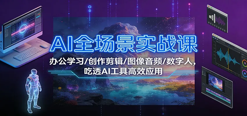 AI全场景实战课:办公学习/创作剪辑/图像音频/数字人,吃透AI工具高效应用 AI全场景实战课:办公学习/创作剪辑/图像音频/数字人,吃透AI工具高效应用