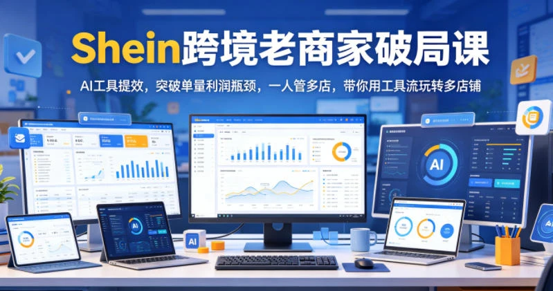 【精】Shein跨境老商家破局课，AI工具提效，突破单量利润瓶颈，一人管多店，带你用工具流玩转多店铺