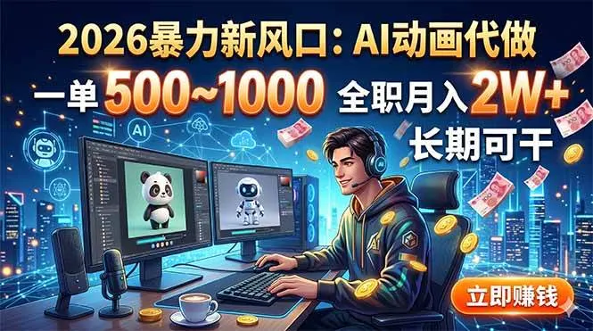 (18993期)2026暴力新风口:AI动画代做,一单500~1000,全职月入2W+,长期可干-资源之家 (18993期)2026暴力新风口:AI动画代做,一单500~1000,全职月入2W+,长期可干-资源之家