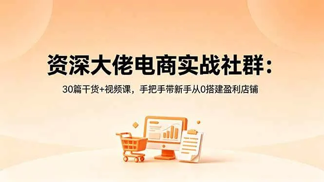 （18529期）资深大佬电商实战社群：30篇干货+视频课，手把手带新手从0搭建盈利店铺