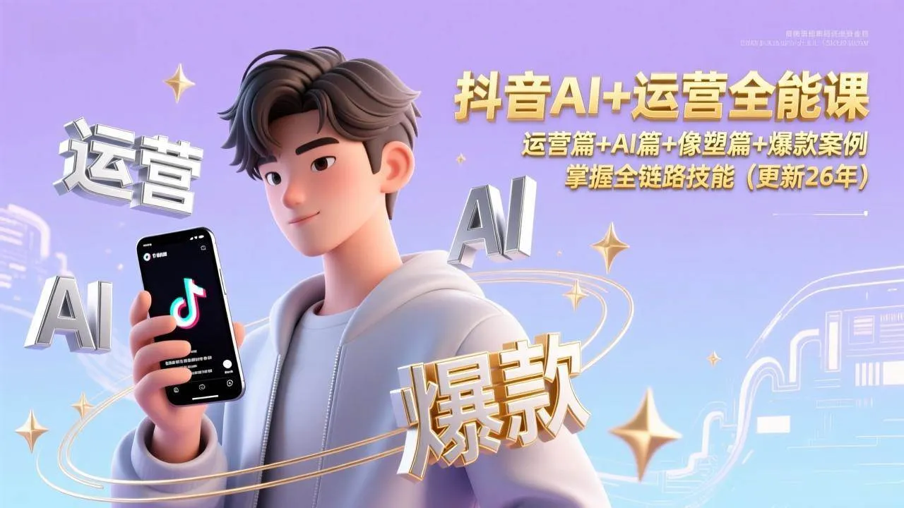 (17078期)抖音AI+运营全能课,运营篇+AI篇+像塑篇+爆款案例,掌握全链路技能(更新26年)