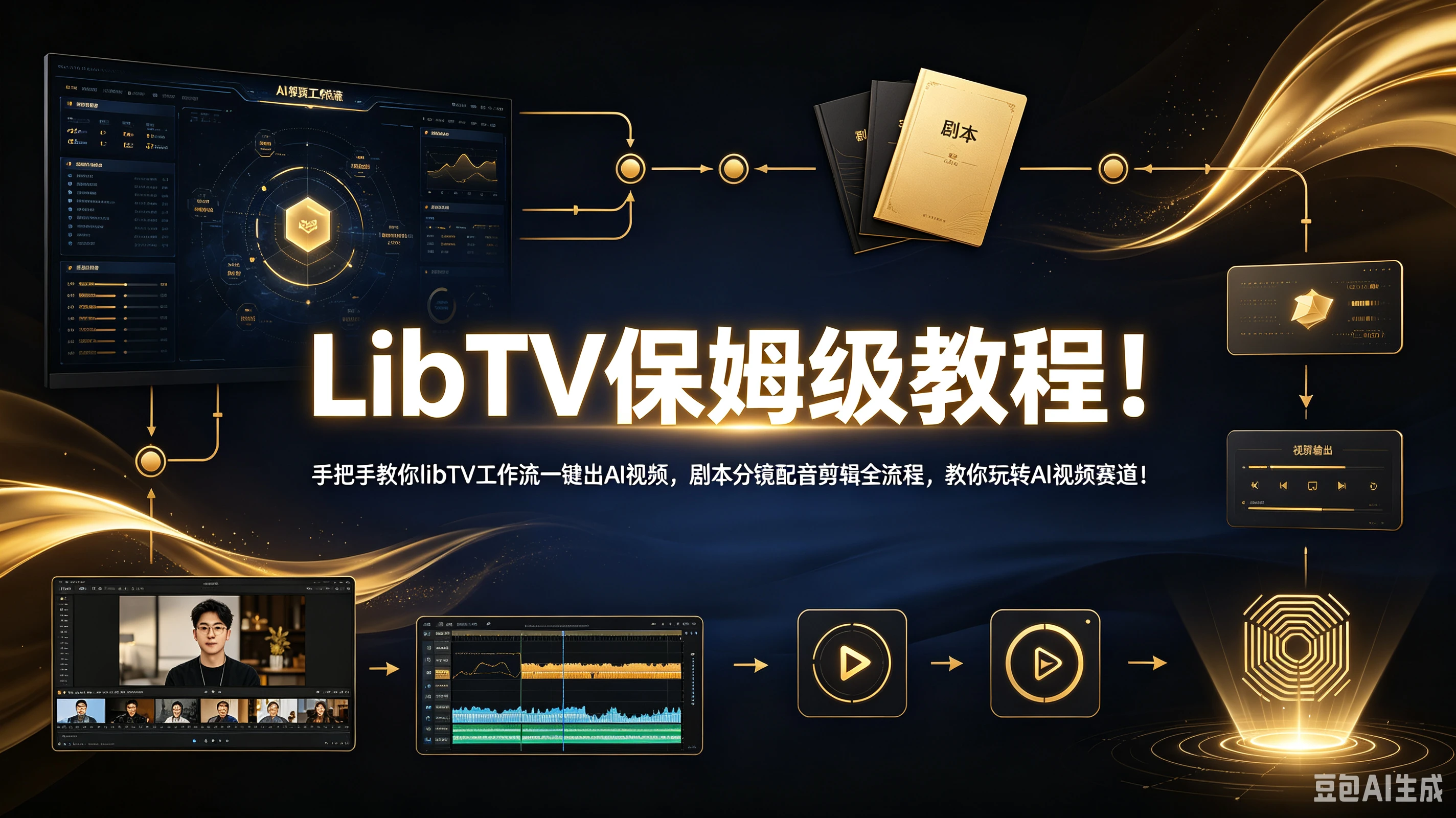 【精】LibTV保姆级教程！手把手教你libTV工作流一键出AI视频，剧本分镜配音剪辑全流程，教你玩转AI视频赛道！