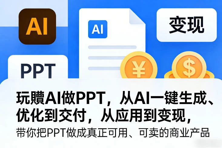 【精】玩赚AI做PPT 从生成优化到交付变现 零基础商业实战教程