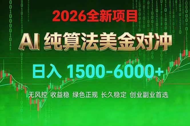 （17466期）2026 全新美金对冲项目，不套平台赠金，不封号，纯算法对冲，日入 1500-6000+