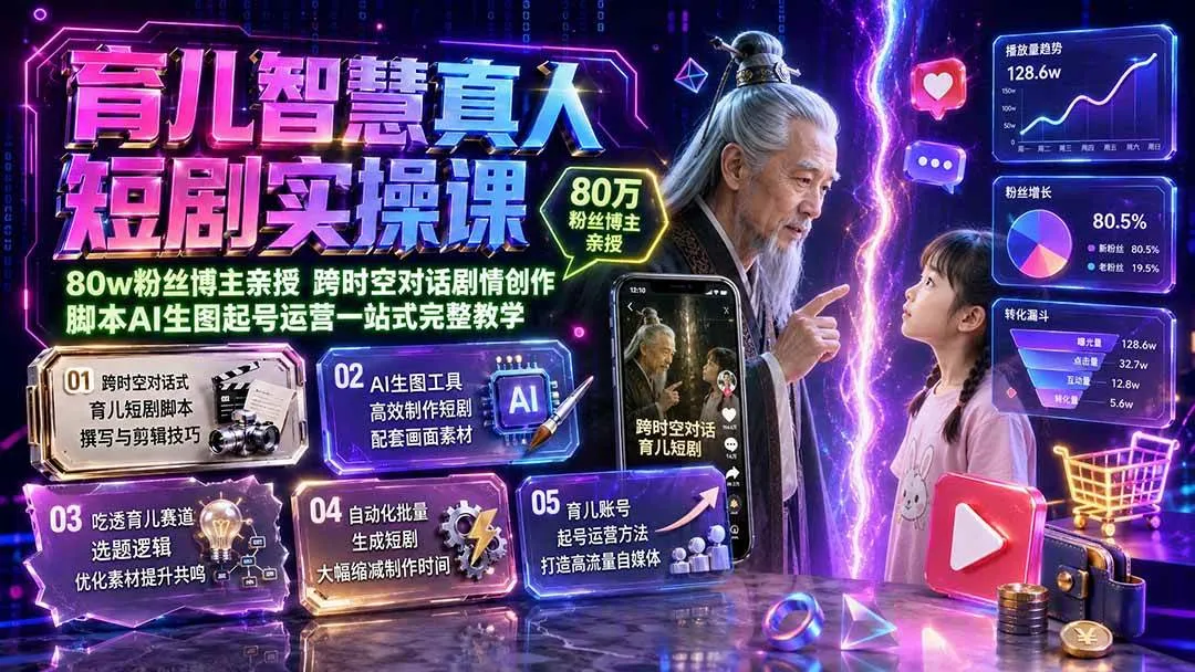 (19663期)育儿智慧真人短剧实操课|80w粉丝博主亲授,跨时空对话剧情创作,脚本AI生图起号运营一站式完整教学 (19663期)育儿智慧真人短剧实操课|80w粉丝博主亲授,跨时空对话剧情创作,脚本AI生图起号运营一站式完整教学