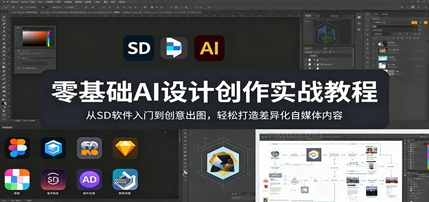 零基础AI设计创作实战教程：从SD软件入门到创意出图，轻松打造差异化自媒体内容
