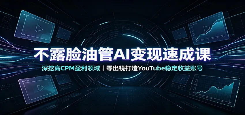 不露脸油管AI变现速成课:深挖高CPM盈利领域,零出镜打造YouTube稳定收益账号 不露脸油管AI变现速成课:深挖高CPM盈利领域,零出镜打造YouTube稳定收益账号