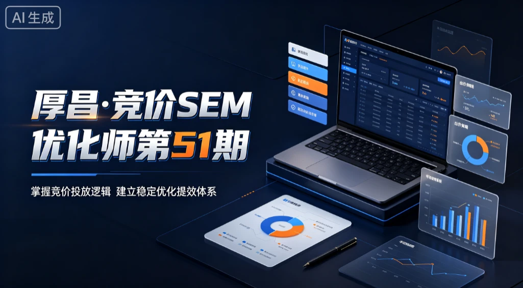 【精】厚昌·竞价SEM优化师第51期，掌握竞价投放逻辑，建立稳定优化提效体系