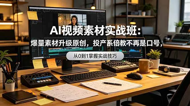 （19085期）AI视频素材实战班：爆量素材升级原创，投产翻倍不再是口号，0-1系统教学实战落地-资源之家
