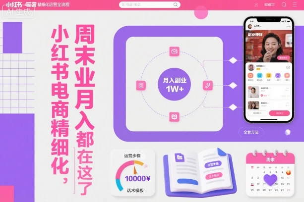 【精】小红书电商精细化运营全流程，周末副业月入1W+，全套方法都在这了