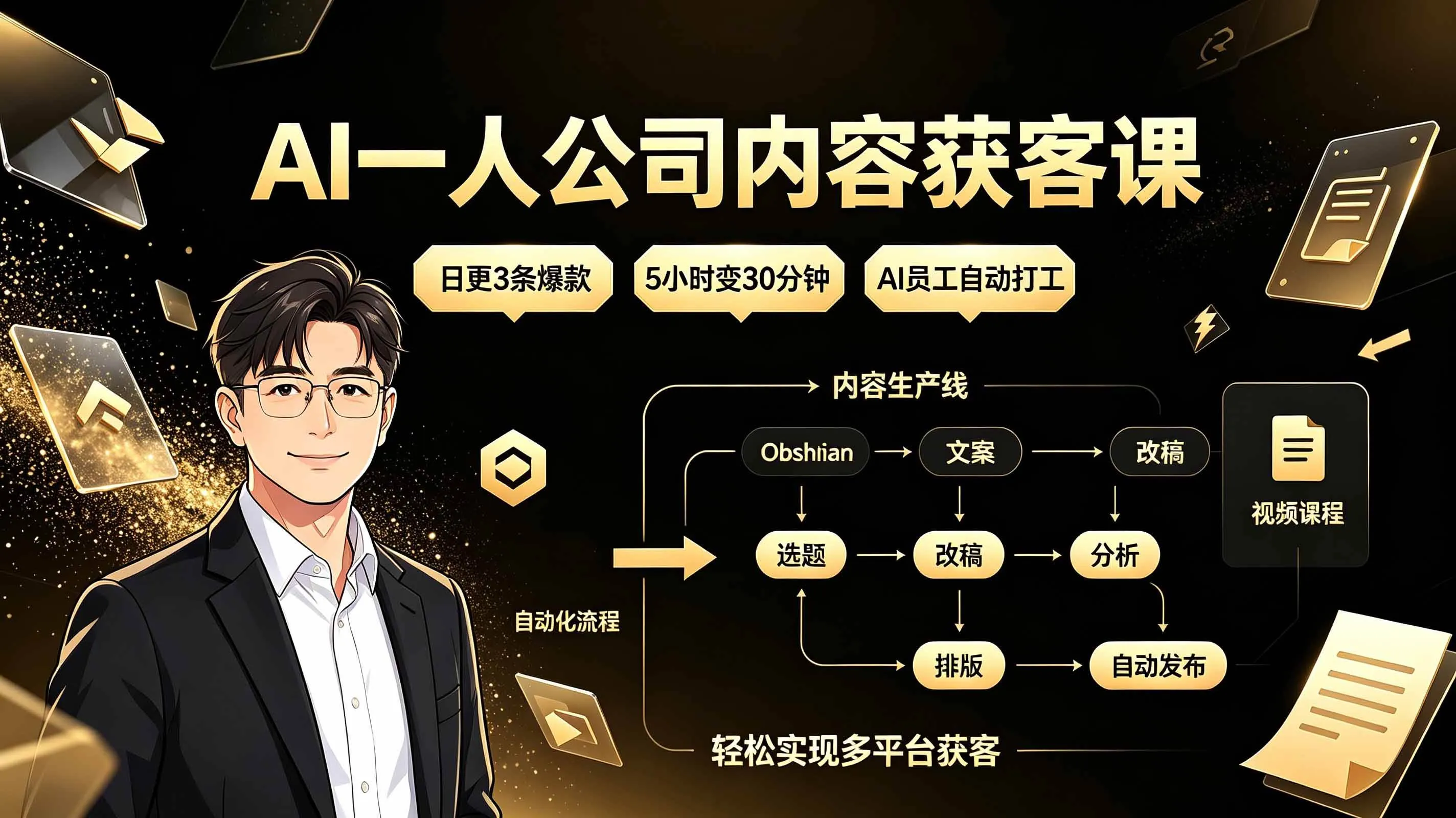 (19387期)AI一人公司内容获客课:日更3条爆款×5小时变30分钟×AI员工自动打工,轻松实现多平台获客 (19387期)AI一人公司内容获客课:日更3条爆款×5小时变30分钟×AI员工自动打工,轻松实现多平台获客