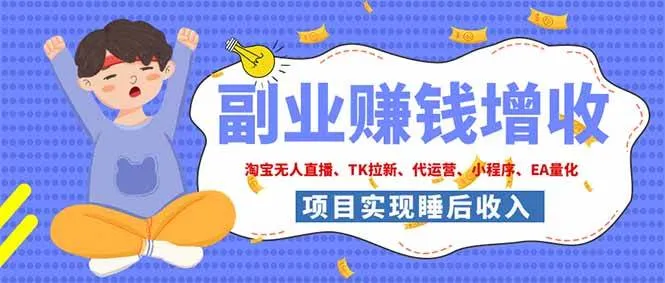 （19654期）2026年多个真实落地副业项目，手把手带你搭建被动收入管道（淘宝无人直播、海外TK拉新…