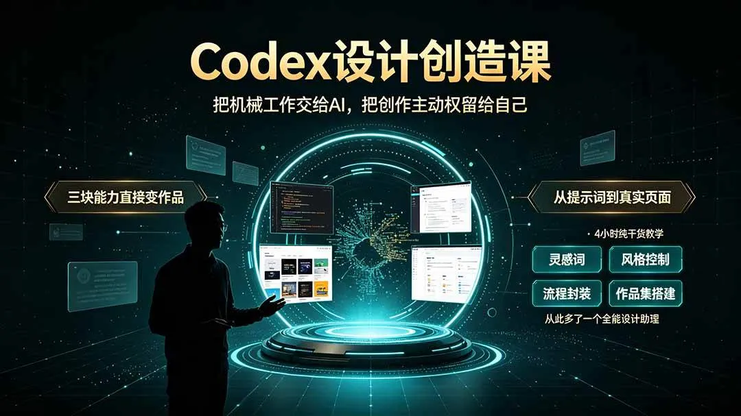 (19362期)Codex设计创造课-2期,小白也能掌握的Codex设计创造技巧,把机械工作交给AI,把创作主动权留给自己 (19362期)Codex设计创造课-2期,小白也能掌握的Codex设计创造技巧,把机械工作交给AI,把创作主动权留给自己