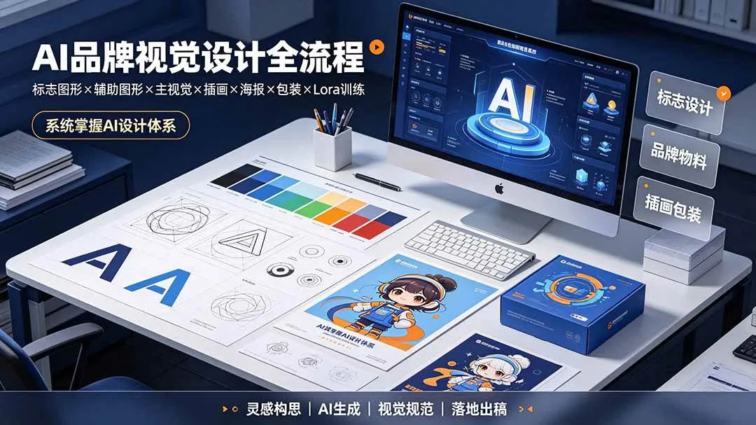 (19372期)AI品牌视觉设计全流程:标志图形×辅助图形×主视觉×插画×海报×包装×Lora训练,系统掌握AI设计体系 (19372期)AI品牌视觉设计全流程:标志图形×辅助图形×主视觉×插画×海报×包装×Lora训练,系统掌握AI设计体系