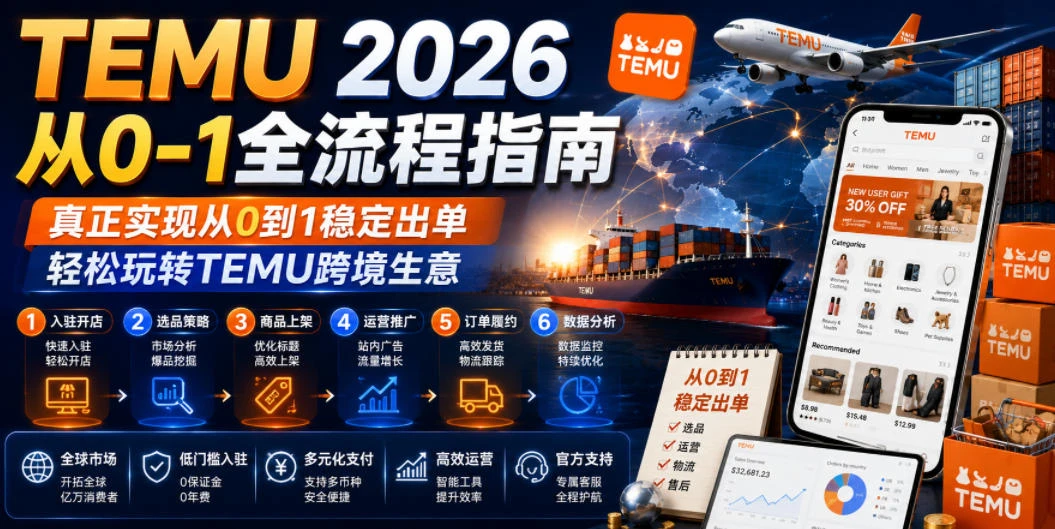 【精】TEMU 2026从0-1全流程指南，真正实现从0到1稳定出单，轻松玩转TEMU跨境生意