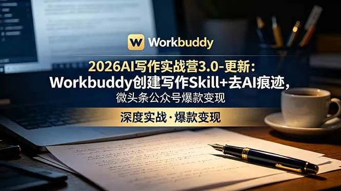 (18995期)2026AI写作实战营3.0-更新:Workbuddy创建写作Skill+去AI痕迹,微头条公众号爆款变现-资源之家 (18995期)2026AI写作实战营3.0-更新:Workbuddy创建写作Skill+去AI痕迹,微头条公众号爆款变现-资源之家