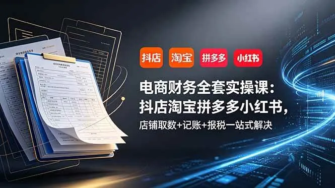 (19001期)电商财务全套实操课:抖店淘宝拼多多小红书,店铺取数+记账+报税一站式解决-资源之家 (19001期)电商财务全套实操课:抖店淘宝拼多多小红书,店铺取数+记账+报税一站式解决-资源之家