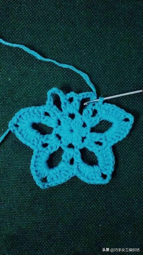 钩针实用教程，简单的六瓣花片织法过程与技巧